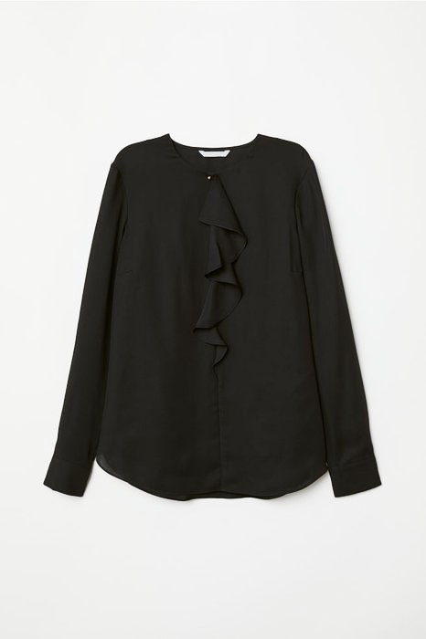 Camicetta con volant nera - H&M